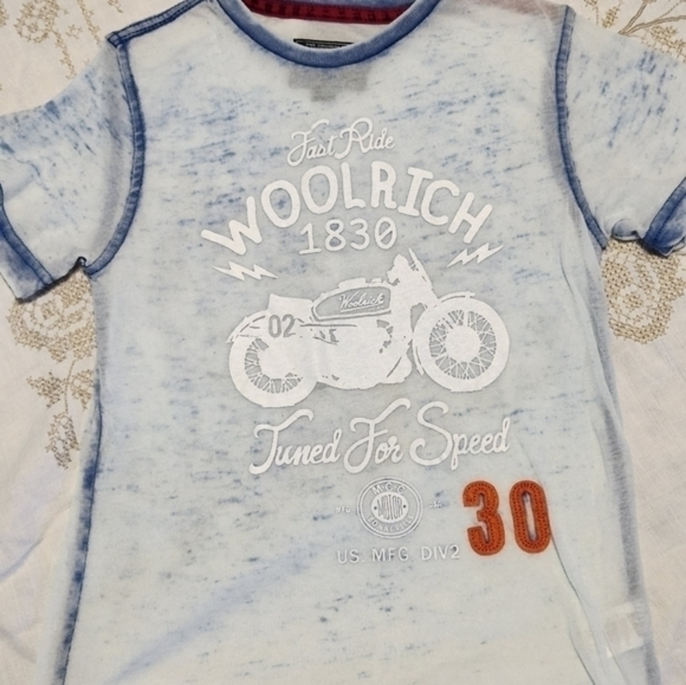 Kids Size 5 Woolrich Thin Tshirt Motorcycle Tuned‎ For Speed